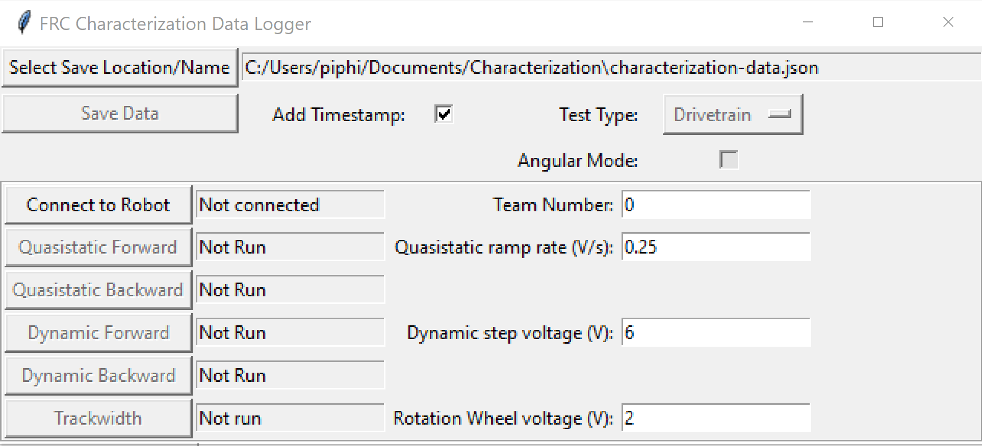 The data logger user interface