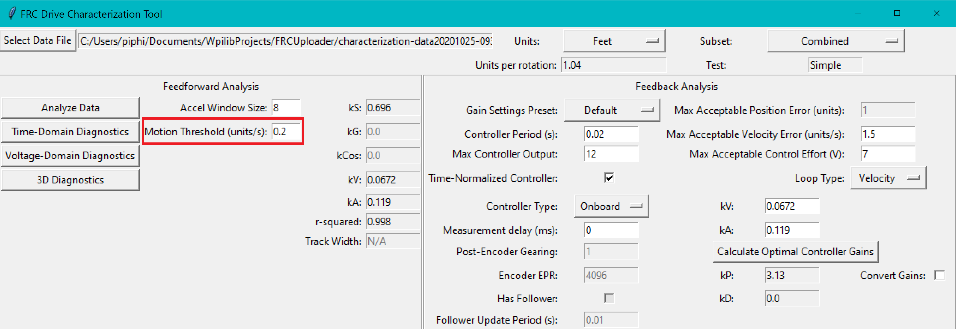 Motion threshold selector