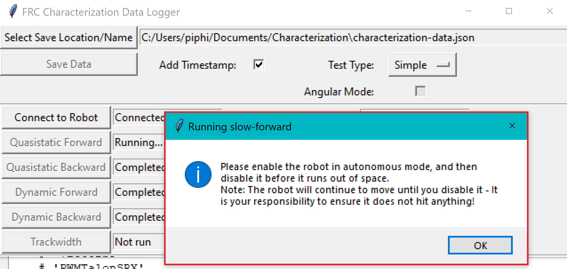 Running the various tests
