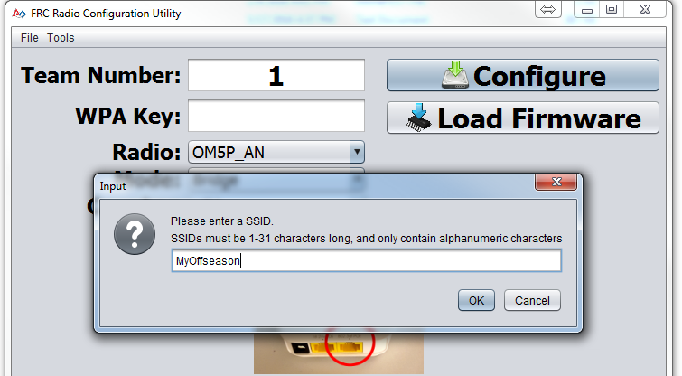 Enter the network SSID in the dialog box.