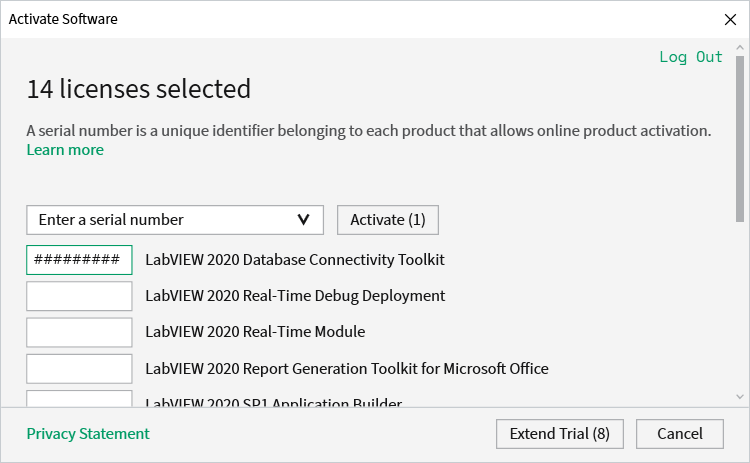 Screen for entering your product key.